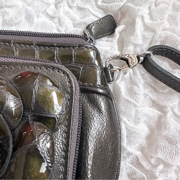 Brighton Rosalie 3D Patent Flower Crossbody Shimmery Olive - Picture 6 of 11